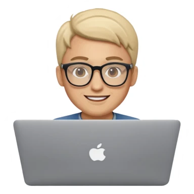 happy Graphic designer whit a MacBook sticker