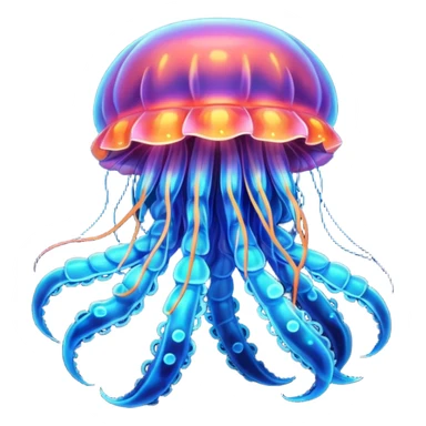 Neon glowing jellyfish-crab-squid sticker