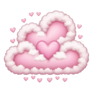 Cloud around pastel pink hearts, with a soft glow sticker