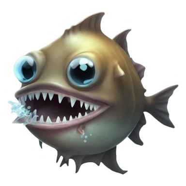 Anglerfish with glowing lure, sharp teeth, and big eyes. sticker