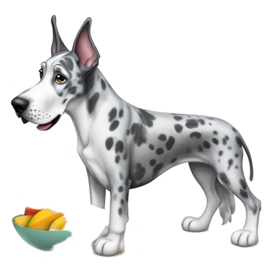 Blue Merle Great Dane eating mango sticker