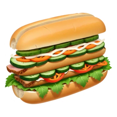 make it cute, chibitraditional banh mi with char grilled pork


    Very crusty baguette

    Mayo 

    Pickled carrot 

    Cucumber, coriander/cilantro, green onion, chilli 
 sticker