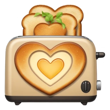 Light Beige heart toaster with toast  sticker
