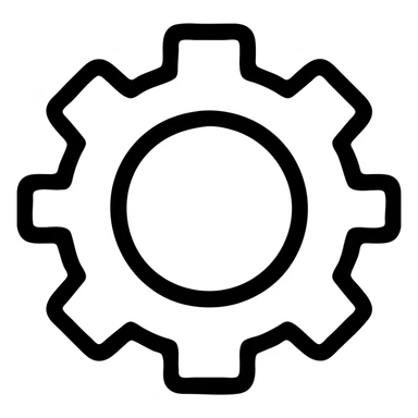 Create a minimalistic settings (gear) icon with a very thick gray outline, no fill, no text, transparent background. sticker