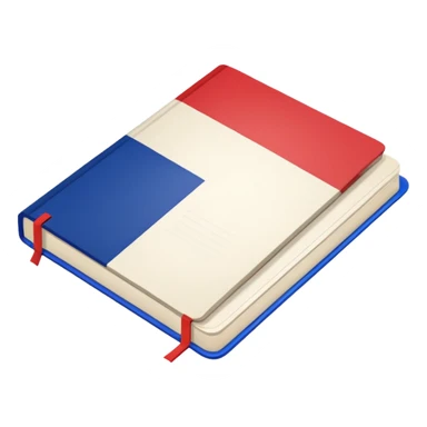 open notebook with French flag on the page sticker