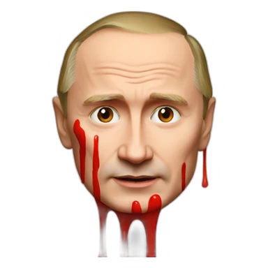 Putin vampire with red ketchup dripping over his chin sticker