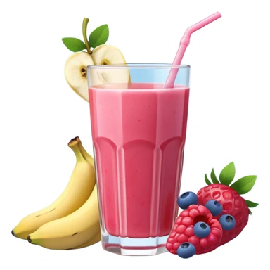 Juice contains: Strawberry Yoghurt, Blueberries, Apple Juice, Raspberries, Banana & Ice. In 3D. Aesthetic sticker