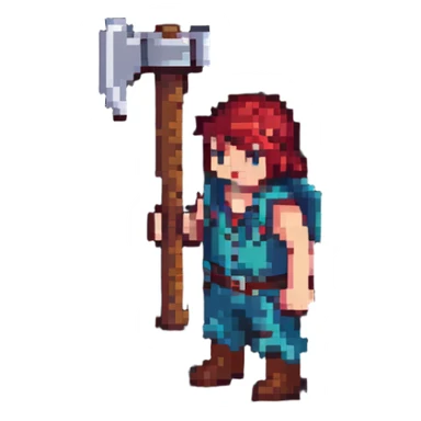 isometric survivor with axe from Project Zomboid sticker
