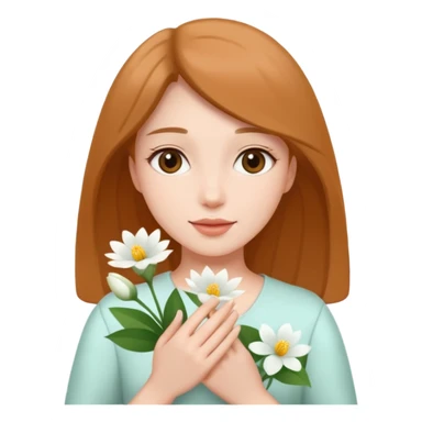 woman holding white flowers in their hands sticker