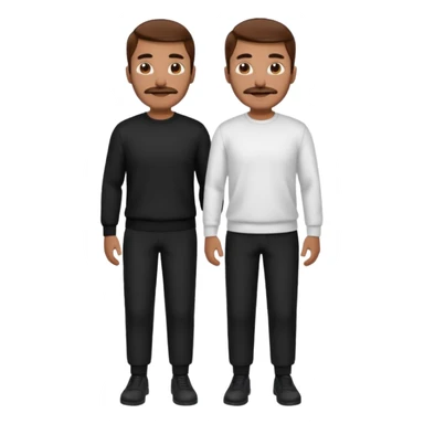 man with mustache, brown hair, 33years old, shirt, high temple Black pullover with a white shirt underneath and black fabric trousers 👕🖤👖 sticker