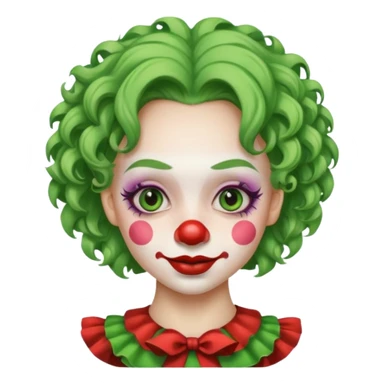 girl clown with curly green hair sticker