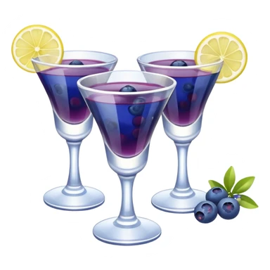 Four shot glasses with blueberry lemon drop in them  sticker