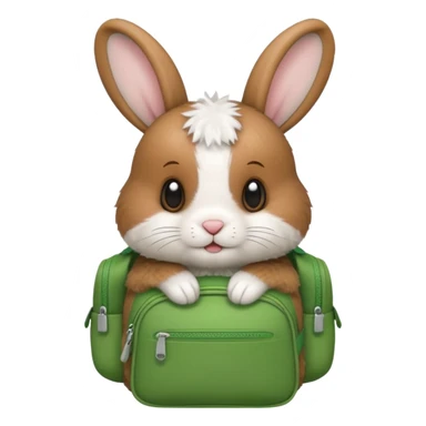 baby rabbit wear green backpack sticker