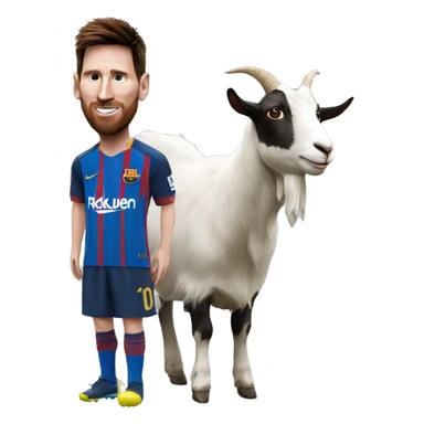 Messi with a goat beside him sticker