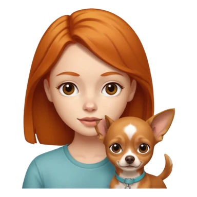 ginger girl with a brown chihuahua  sticker