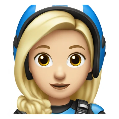 girl, blond, half long hair, blue eyes, with helmet, on bmw motorcycle gs 700 sticker