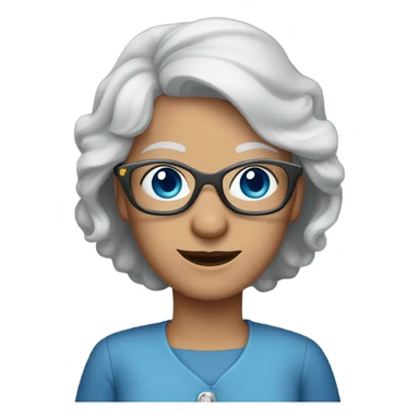 Blue eyes younger grandma with long gray hair and sunglasses  sticker