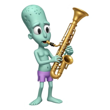 Squidward Tentacles playing the clarinet in bikini bottom vibrant cartoon style  sticker