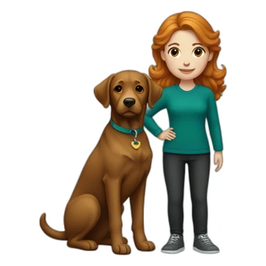 ginger-girl-with-brown-eyes-wearing-teal-and-her-black-labrador sticker