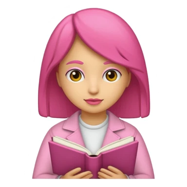 chica rosa pensando con libro ideas sticker