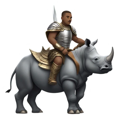 Warrior riding on top of a rhino sticker