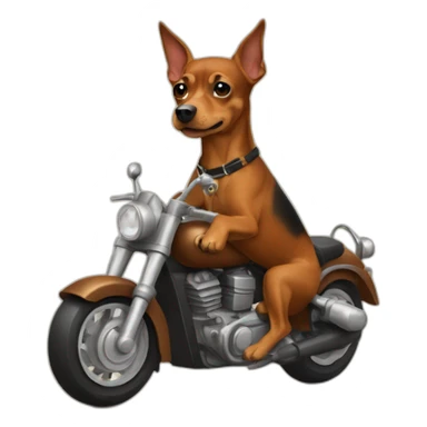 caramel-color-pinscher-dog-driving-a-motorcycle sticker