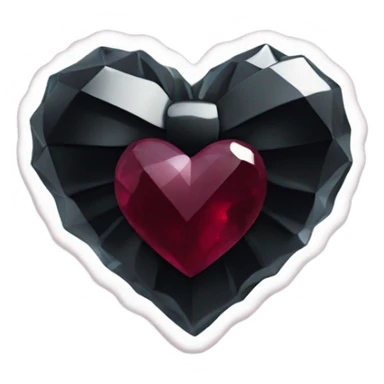 crystal black heart with burgundy bow sticker