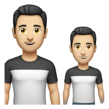 A 30 year old, caucasian man, with short black hair,   wearing a tshirt. sticker