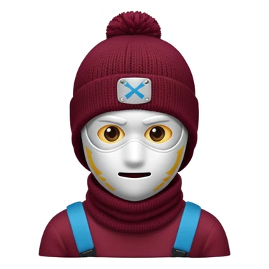 a burgundy binnie with a ski mask on it  sticker