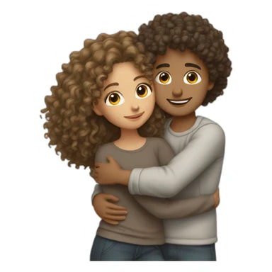 middle eastern curly boy hugging french-canadian (dark blonde) curly girl sticker