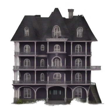 Dark dilapidated 8 story Haunted Barbie manor hotel with attached garage  sticker