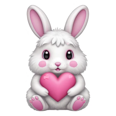 A bunny holding a heart sticker
