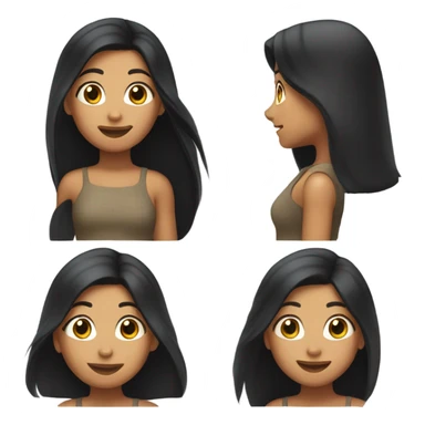 a girl with long black hair olive skinned happy expression upper body  sticker