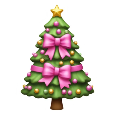 pink christmas tree with bows sticker