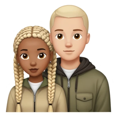 Teenage Interracial couple of a black woman with box braids and a white man with a buzz cut  sticker