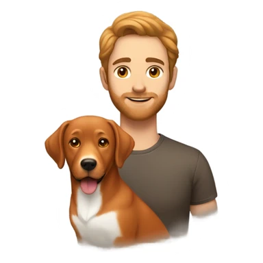   brown haired man and fox red labrador retriever sticker