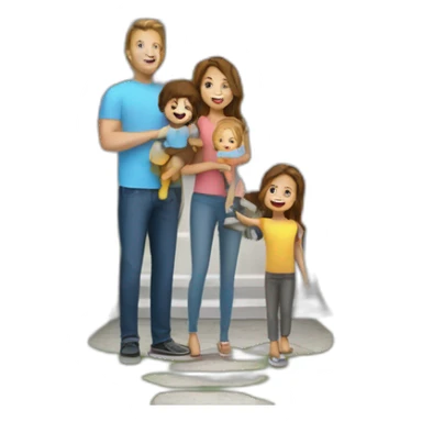 white American family people buying a real estate house sticker