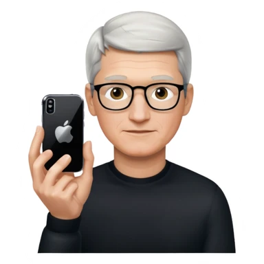 Tim Cook wiyh iphoine into his hands sticker