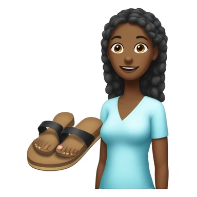 Black girl with white toenails in flipflops sticker