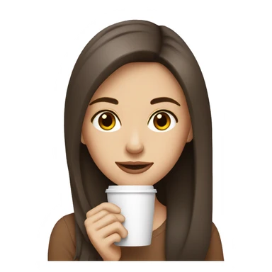 brunette white girl drinking coffee  sticker