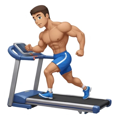 brunette male bodybuilder blue shorts treadmill sticker