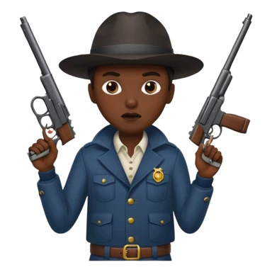 Blunt in mouth. Dress like yn. Holding a gun sticker