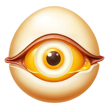 Chicken pieces with liver and egg yolk surrounding a central eye that beams light to patches of skin. The vitamin A-rich foods glow with golden energy that flows through the eye and onto the skin, showing improved vision and skin regeneration. sticker