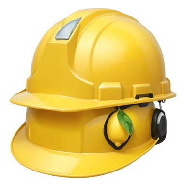 a hardhat with a lemon on the hard hat sticker