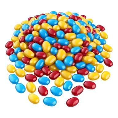 3D render of Jellybean Path, made entirely of dessert materials, glistening sugar crystal texture, pile of multi-colored glossy beans (yellow, blue, red), delicious confectionery aesthetic, Apple emoji style, isolated on white background --v 6.0. sticker