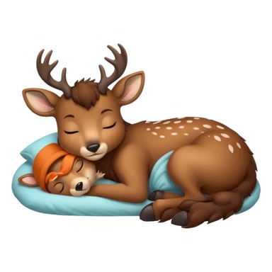 Sweet Deer Sleeping in Bed sticker