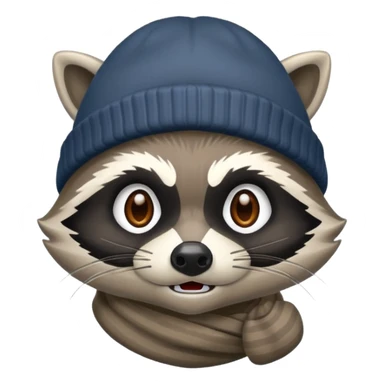Angry Raccoon bandit with beanie hat sticker