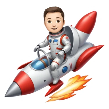 Elon musk riding a mini rocket sticker