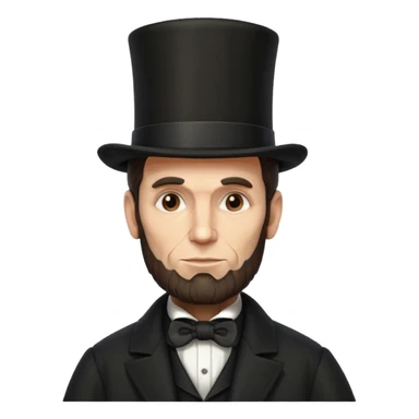 Illustrate Abraham Lincoln with tall hat, beard & classic black coat sticker