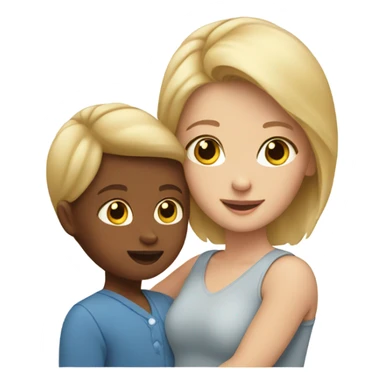 Blonde mom with brown haired girl and baby sticker